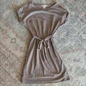 Striped Brown Casual Dress Caution to the wind